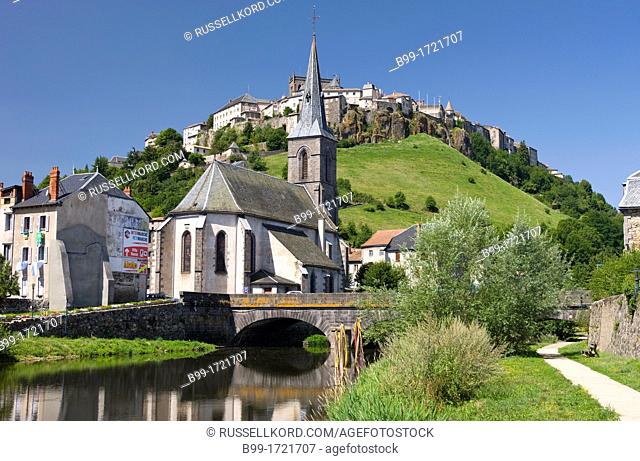Church Of Saint Christine Lower Town River Ander Saint Flour Cantal Auvergne France