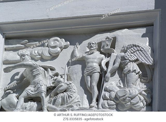 Sculptural relief of the resurrection of Christ. Helsinki Cathedral (Helsingin tuomiokirkko), Senate Square. Helsinki, Finland, Europe