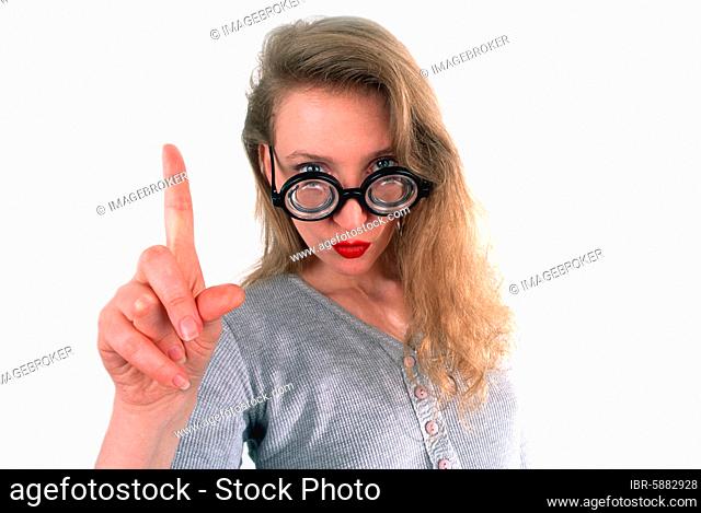 Blonde woman with glasses, Berlin, Germany, Europe