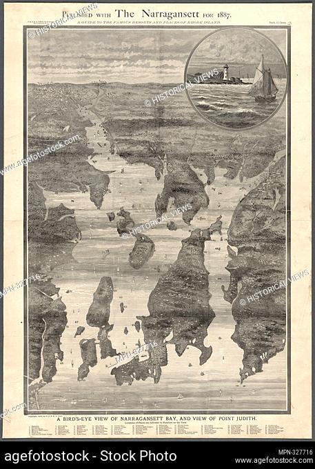 A bird's-eye view of Narragansett Bay, and view of Point Judith Additional title: View of Point Judith. J.A. & R.A. Reid (Firm) (Publisher)