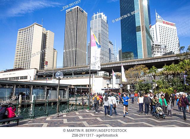 Circular Quay in the heart of Sydney city centre, New South Wales, Australia