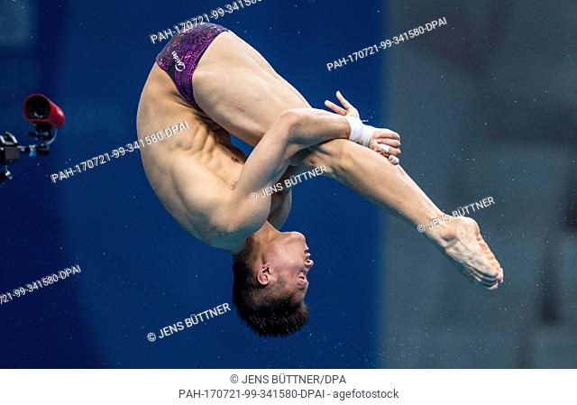 Aisen Chen from China in action during the men's 10m diving qualification round at the FINA World Championships 2017 in Budapest, Hungary, 21 July 2017