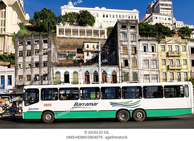 Brazil, Bahia state, Salvador de Bahia, historical center listed as World Heritage by UNESCO, Pelourinho district, Lacerda Elevator connects upper and lower...