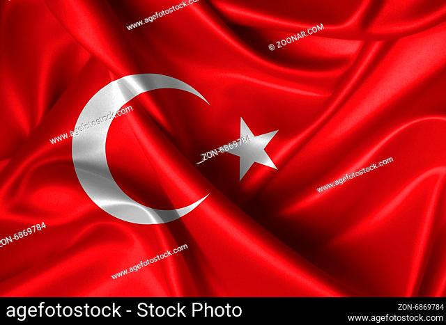 Realistic wavy flag of Turkey