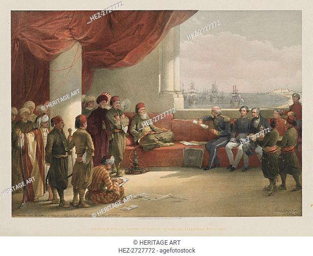 Egypt and Nubia, Volume III: Interview with the Viceroy of Egypt, at his Palace, Alexandria, 1848. Creator: Louis Haghe (British, 1806-1885); F.G