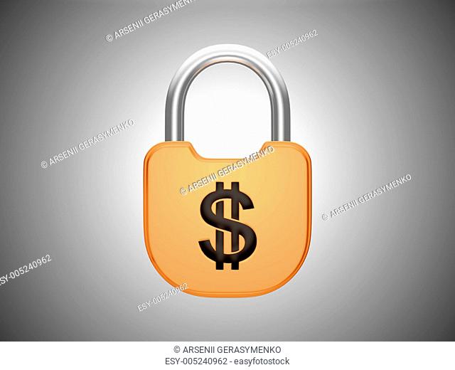 Locked padlock: US dollar currency