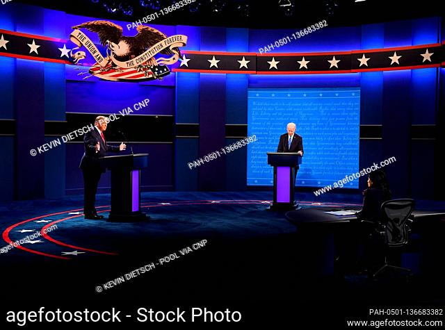 Republican presidential candidate President Donald Trump speaks during the final presidential debate with Democratic presidential candidate former Vice...