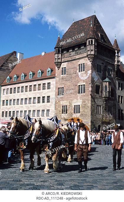 Horse coach at public festival Nuremberg Bavaria Germany Nürnberg