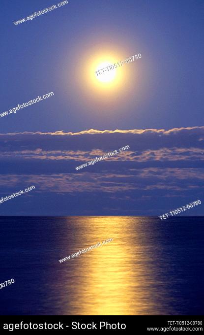 USA, Florida, Miami Beach, Full moon over ocean