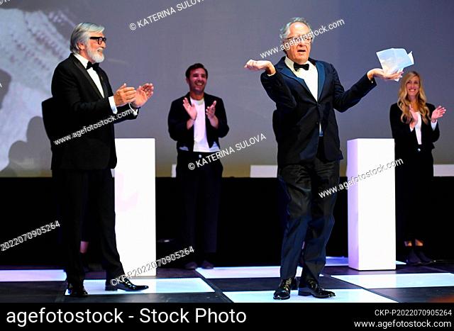 Australian actor Geoffrey Rush, right, received Crystal Globe award for his contribution to world cinematography within the 56th International Film Festival...