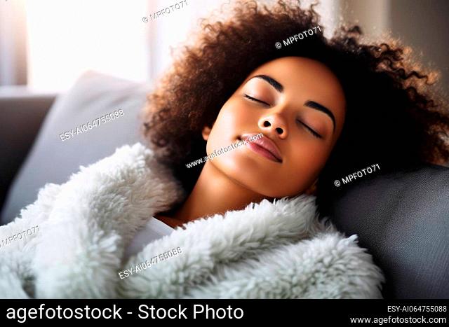 A woman chilling on a sofa