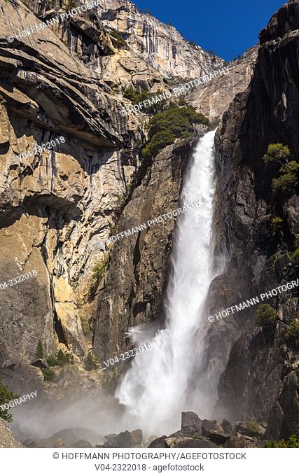 The beautiful Yosemite Falls in the Yosemite National Park, California, USA