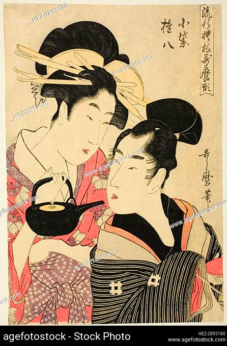Komurasaki and Gonpachi, from the series Fashonable Patterns in Utamaro Style (Ryuko.., c1798/99. Creator: Kitagawa Utamaro