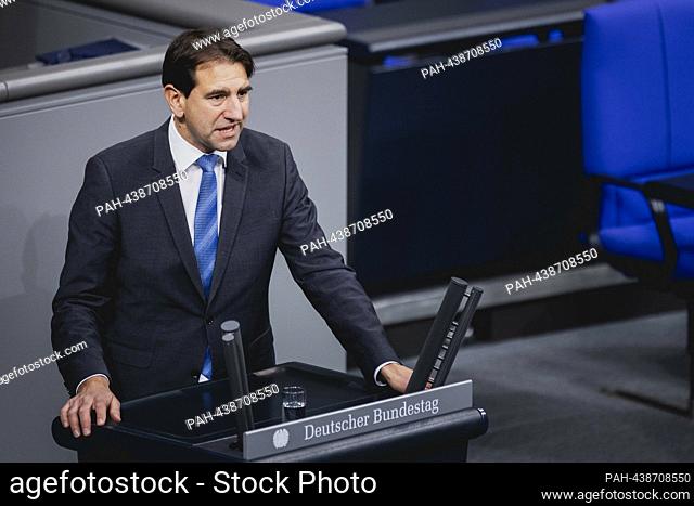 Andreas Jung, member of the German Bundestag (CDU/CSU), taken during a meeting of the German Bundestag on the current hour 'Results of the Climate Conference'...
