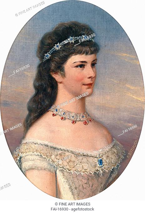 Portrait of Elisabeth of Bavaria with Diadem. Bitterlich, Richard (1862-1940). Oil on canvas. Romanticism. Private Collection. 34x25, 5. Painting