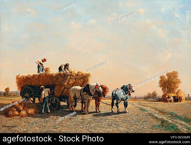 Veyrassat Jules Jacques - the Hay Cart - French School - 19th and Early 20th Century