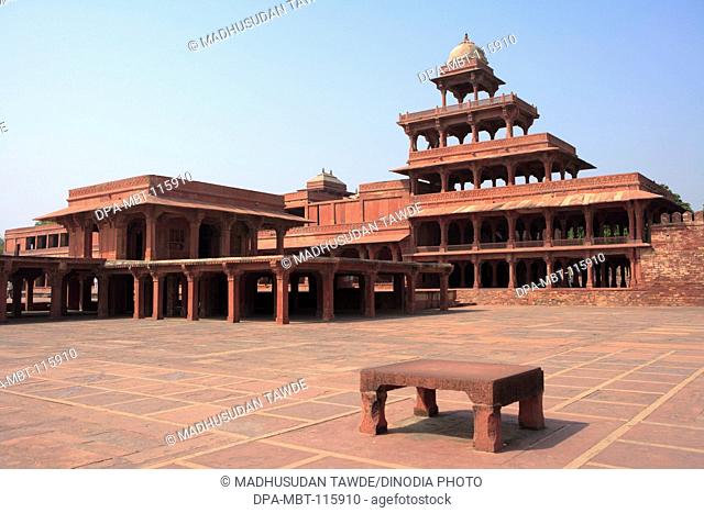 Panch Mahal in Fatehpur Sikri built during second half of 16th century made from red sandstone ; capital of Mughal empire ; Agra; Uttar Pradesh ; India UNESCO...