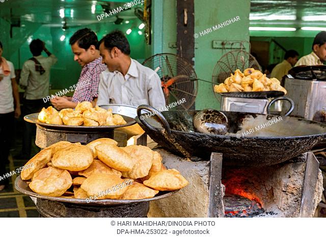 Food stall varanasi, uttar pradesh, india, asia