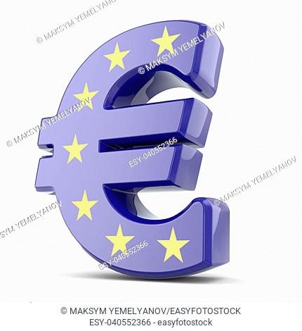 Euro currency sign and Europe Union flag. 3d