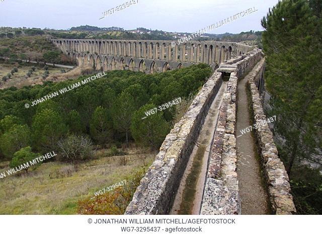 PORTUGAL Tomar -- 2015 -- The aqueduct ( Aqueduto de Pegoes ) of the Convento de Cristo - the one-time headquarters of the Knights Templar near Tomar Portugal...