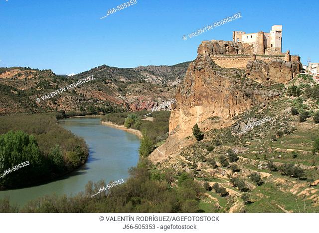 Cabriel river under castle, Cofrentes. Valencia province, Comunidad Valenciana, Spain