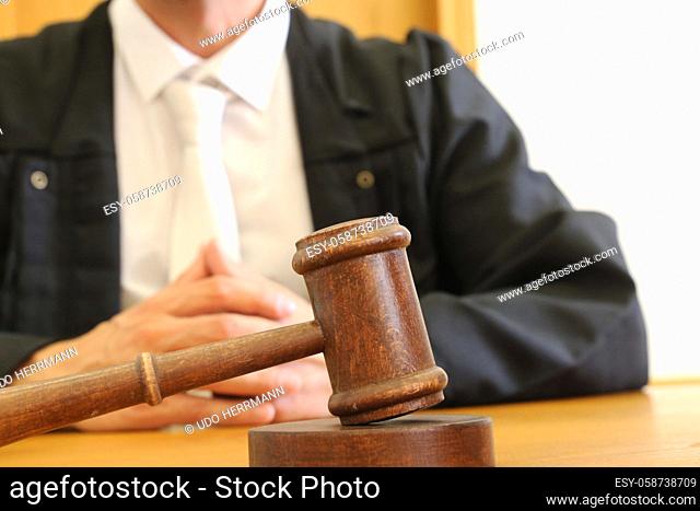 Close up of judge's gavel as symbol image for judgment