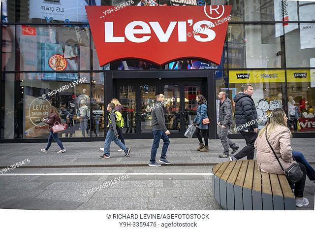 The Levi Strauss and Co. flagship store in Times Square in New York on Tuesday, March 19, 2019 in advance of their initial public offering later in the week