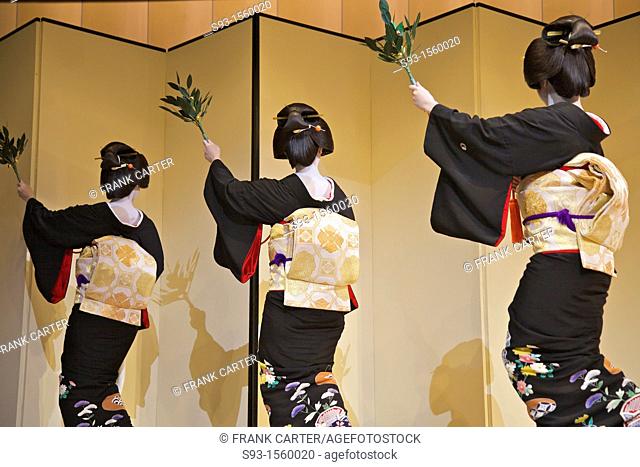 Geisha in a dance performance in the Miyagawa-cho area of the Gion in Kyoto
