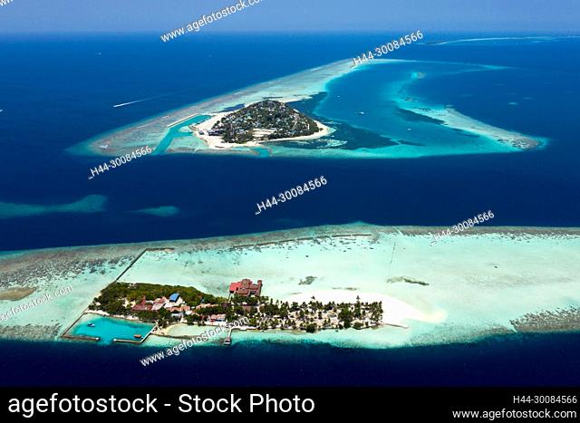 Vacation Island Ranveli and Inhabited Island Dhangethi, Ari Atoll, Indian Ocean, Maldives
