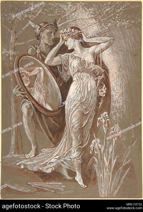 The Mirror of Venus. Artist: Walter Crane (British, Liverpool 1845-1915 Horsham); Date: ca. 1890; Medium: Watercolor and gouache; Dimensions: sheet: 13 15/16 x...