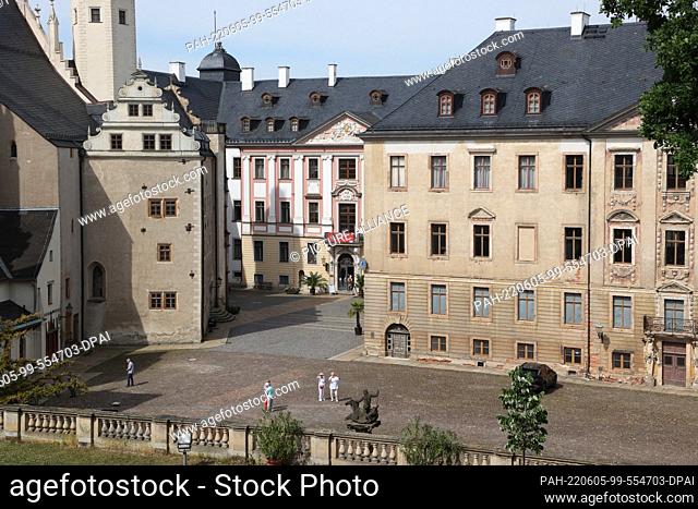 05 June 2022, Thuringia, Altenburg: The residential palace. (Shot with a drone). On the Thuringian Castle Days, the castles and palaces in the Free State offer...