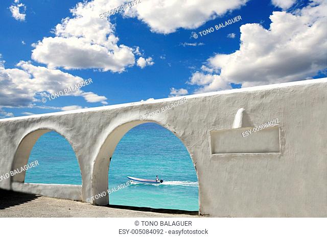 mediterranean sea view white archs architecture