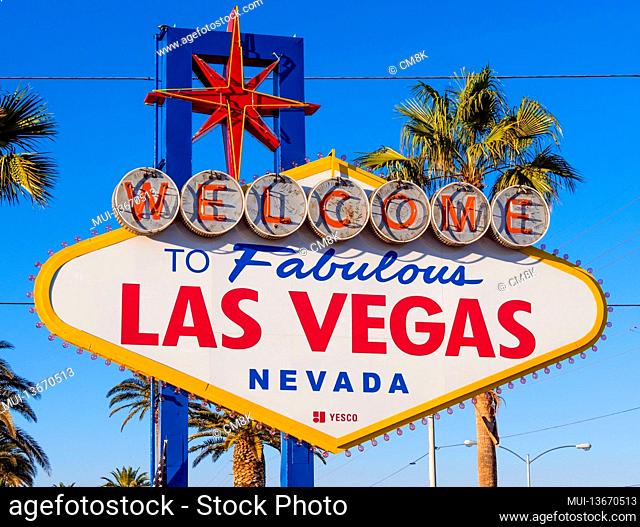Famous and popular Las Vegas Wolcome sign at the strip - USA 2017