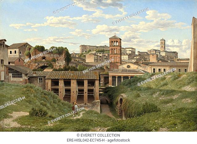 View of the Cloaca Maxima, Rome, by Christoffer Wilhelm Eckersberg, 1814, Danish painting, oil on canvas. Subterranean arches of the ancient Roman Cloaca Maxima...
