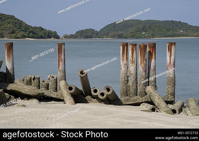Sea defences built up after Tsunami in the island of Langkawi, Malaysia, Asia