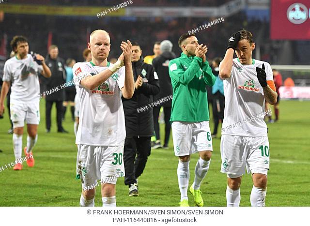 Davy KLAASSEN (Werder Bremen), Max KRUSE (Werder Bremen) after the end of the game, clap applause in the Bremer Fankurve. Soccer 1. Bundesliga, 20