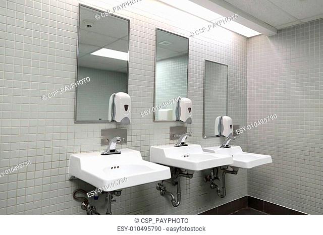 Clean new public toilet room empty