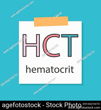 HCT Hematocrit written on a notebook paper- vector illustration
