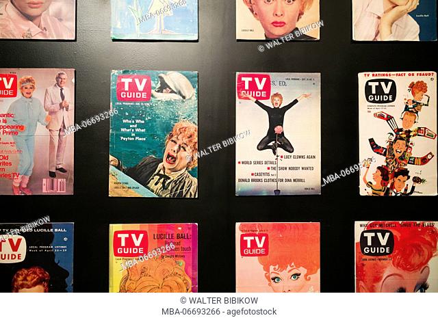 USA, New York, Western New York, Jamestown, Lucy-Desi Museum, dedicated to comedy star Lucille Ball of the 1950s-era TV show, I Love Lucy, TV Guide covers