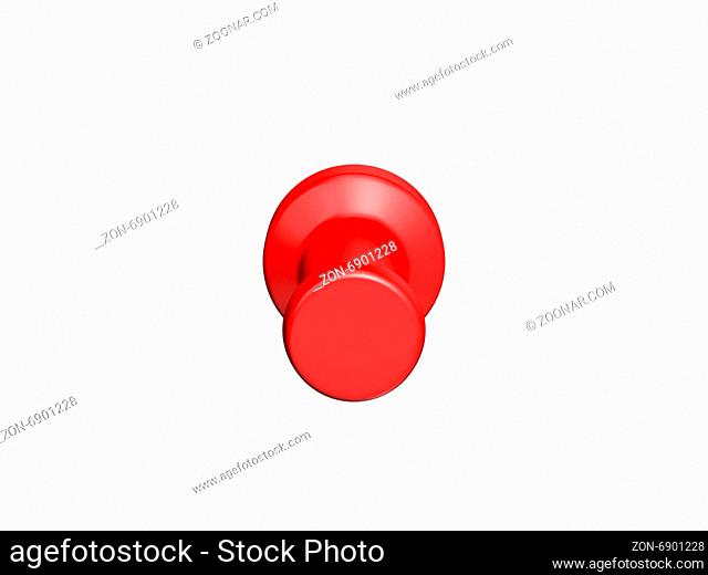 Red push pin, isolated on white background