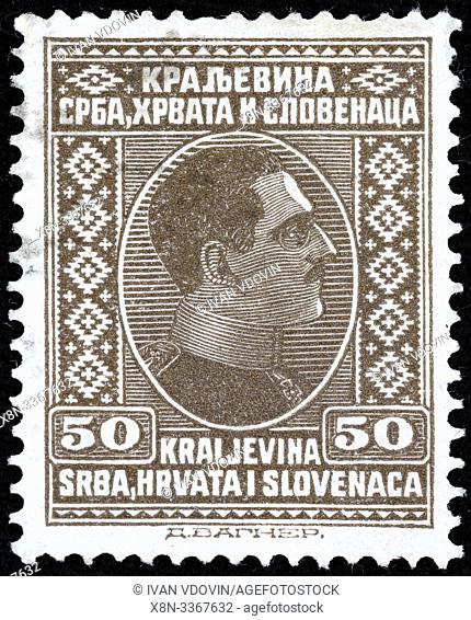 Alexander I, King of Yugoslavia (1921-1934), postage stamp, Kingdom of Serbs, Croats and Slovenes, 1926
