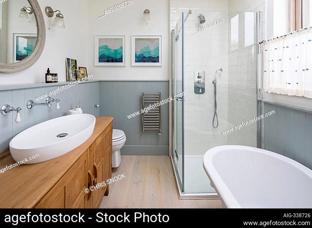 Bathroom of a redesigned and remodelled family home in West London, UK