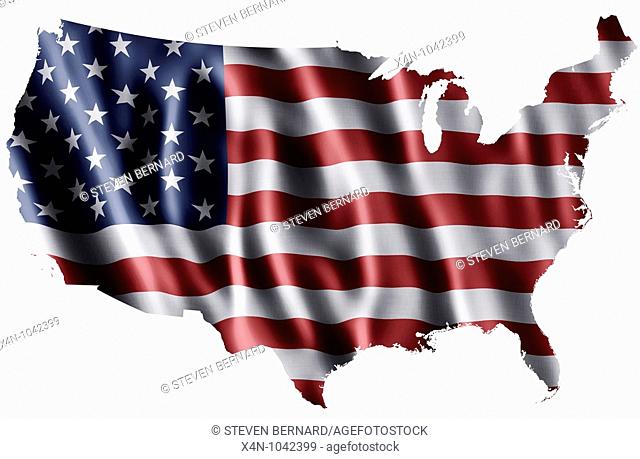 National flag of the United States of America as a map