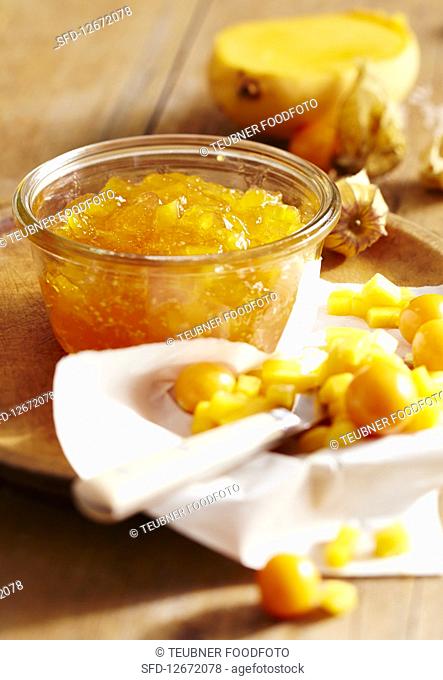 Mango and physalis jam