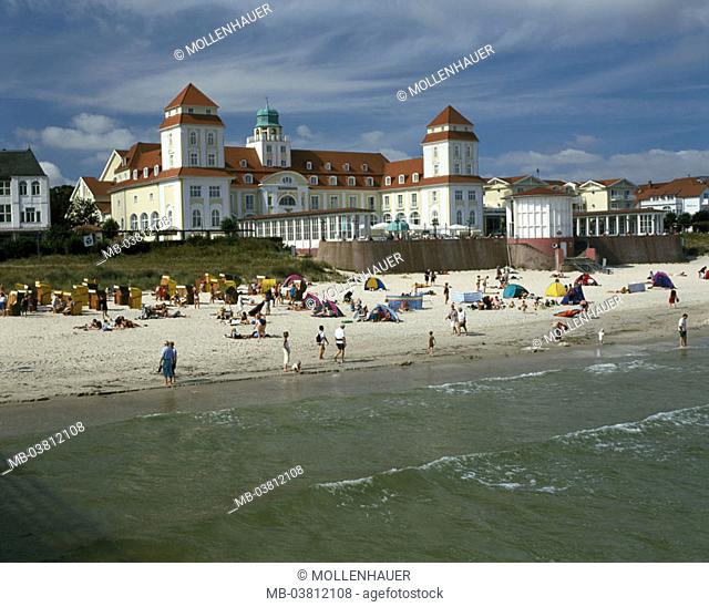 Germany, Mecklenburg-Western Pomerania,  Island reprimands, Kurbad Binz, sanitarium,  Beach, swimmers, Baltic sea,  Europe, East Germany, Baltic sea island, sea
