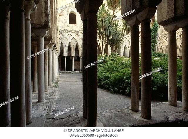 View of the Cloister of Paradise, 1266-1268, cathedral of St Andrew, Amalfi, Amalfi coast (UNESCO World Heritage List, 1997), Campania, Italy