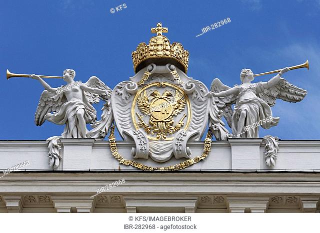 Sculptural decoration of the emperor part of the Hofburg, view from the Josefsplatz, Vienna, Austria