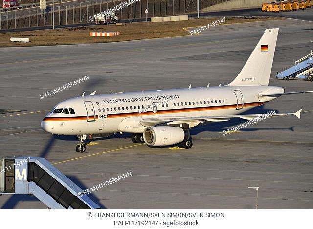 15 + 02 German Air Force Airbus A319-133 of the Air Force at ground. Government machine, flight readiness of the Federal Ministry of Defense