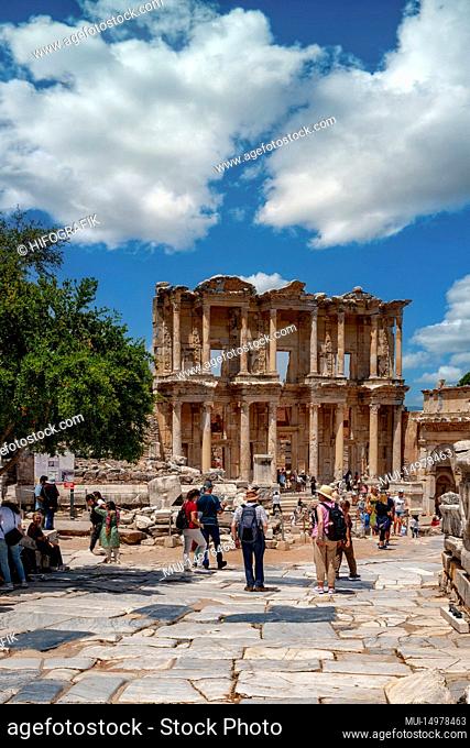 Ancient City of Ephesus, Celsus Library and Amphiteather, Selcuk, Izmir, Turkey
