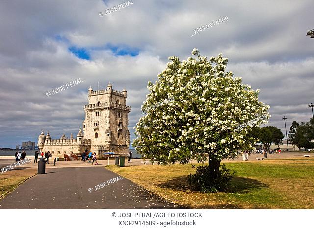 Belem Tower, Tower of Saint Vincent, Fortification, Torre de Belém, Tagus River mouth, Rio Tejo, Santa Maria de Belém district, Lisbon, Portugal, Europe